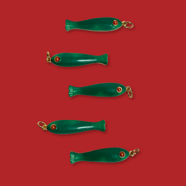 Dije de Pez Verde Stainless Steel con Baño en Oro 18kt, 35mm - 1 pieza