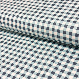 100% Cotton Printed Fabric 44" Gingham, Blue - 1 yard