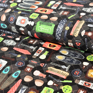 Tela Estampada de 100% Algodón 44" Retro, Gentleman Vintage - 1 yarda