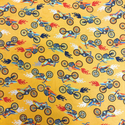 Tela Estampada de 100% Algodón 44/45" Motocicletas, Amarillo - 1 yarda