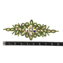 Rhinestone Applique, 9.5" x 3.5", Verde Claro – 1 pieza