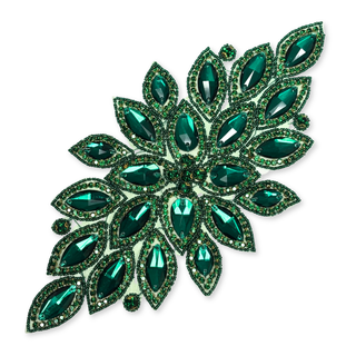 Rhinestone Applique, 11.5" x 5.5", Esmeralda – 1 pieza