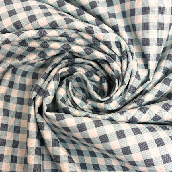 100% Cotton Printed Fabric 44" Gingham, Blue - 1 yard