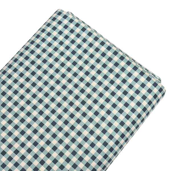 100% Cotton Printed Fabric 44" Gingham, Blue - 1 yard
