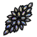 Rhinestone Applique, 11.5" x 5.5", Negro – 1 pieza