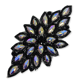 Rhinestone Applique, 11.5" x 5.5", Negro – 1 pieza