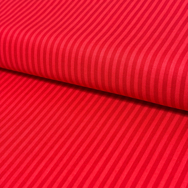 Tela Estampada de 100% Algodón 44" Rayas Finas, Rojo- 1 yarda