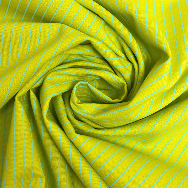 Tela Estampada de 100% Algodón 44" Rayas Finas, Lime - 1 yarda