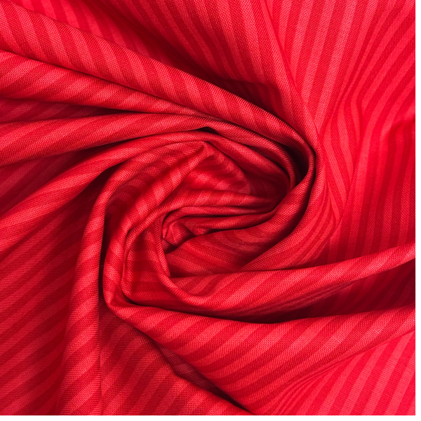 Tela Estampada de 100% Algodón 44" Rayas Finas, Rojo- 1 yarda