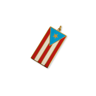 Dije de Bandera de Puerto Rico Rectangular Colorida en Stainless Steel, 38mm - 1 pieza