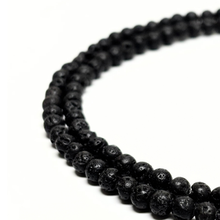 Cuentas Redondas de Piedra de Lava Negra - 4 mm
