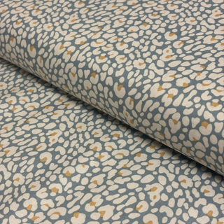 Tela Estampada de 100% Algodón 44/45" Leopardo, Azul - 1 yarda