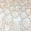 Tela Tulle de Encaje Bordada 60", Ivory / Perlas - 1 yarda