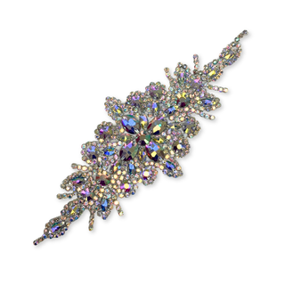 Rhinestone Applique, 9.5" x 3.5", Plateado – 1 pieza