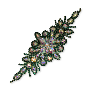 Rhinestone Applique, 9.5" x 3.5", Esmeralda – 1 pieza