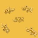 Dije de Rinoceronte Stainless Steel con Baño en Oro 18kt, 18mm - 1 pieza