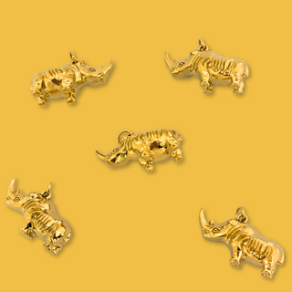 Dije de Rinoceronte Stainless Steel con Baño en Oro 18kt, 18mm - 1 pieza