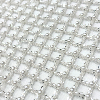 Tela Tulle de Encaje Bordada 65", Blanco - 1 yarda