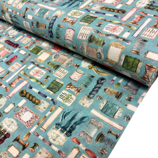 Tela Estampada de 100% Algodón 44/45" Make it Sew, Azul - 1 yarda