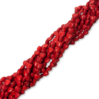 Cuentas de Turquesa Sintética en Forma de Corazón Rojo – 5mm