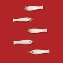 White Fish Stainless Steel Pendant, 18kt Gold Plated, 35mm - 1 piece