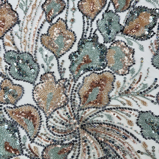 Tela Tulle de Encaje Bordada 65", Sage - 1 yarda