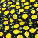 Tela Estampada de 100% Algodón 44" Limones, Negro - 1 yarda