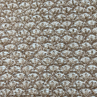Tela Tulle de Encaje Bordada 60",  Dorado / Crema - 1 yarda