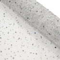 Tela Tulle 60", Transparente con Pedrería Mixta y Pedrería, Plateada - 1 pieza