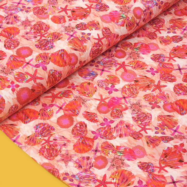 100% Cotton Print Fabric, 44/45" Pretty Shells - Pink