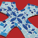 Cruz Decorativa con Mosaico Hecho a Mano - Azul - 1 pieza