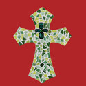 Cruz Decorativa con Mosaico Hecho a Mano - Verde - 1 pieza