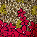 Red Flowers - African Print Double Sided- 100% Cotton Print Fabric, 44/45" Wide