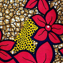 Red Flowers - African Print Double Sided- 100% Cotton Print Fabric, 44/45" Wide