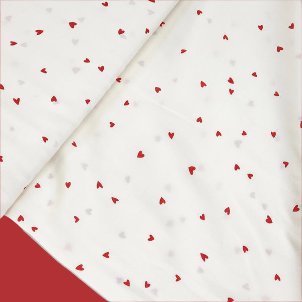 Tiny Hearts, Ivory - Crepe Print Fabric - Aprox. 58" wide; 1 Yard