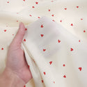 Tiny Hearts, Ivory - Crepe Print Fabric - Aprox. 58" wide; 1 Yard