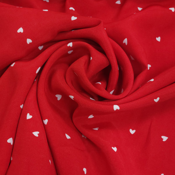 Tiny Hearts, Red - Crepe Print Fabric - Aprox. 58" wide; 1 Yard