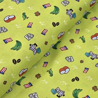 100% Cotton Print Fabric, 44/45" Wide - Puerto Rico, Green