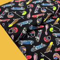 100% Cotton Print Fabric, 44/45" Wide, Skateboards, Black