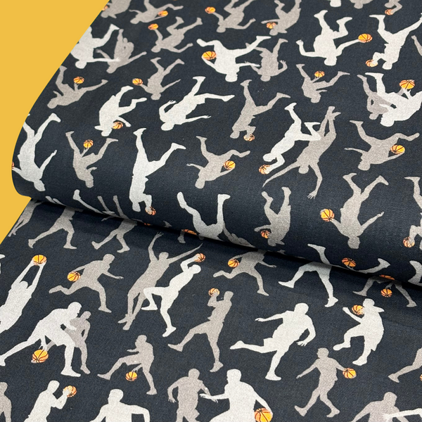 100% Cotton Print Fabric, 44/45" Wide, Basketball, Black