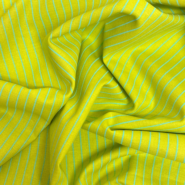Tela Estampada de 100% Algodón 44" Rayas Finas, Lime - 1 yarda