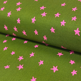 Tela Estampada de 100% Algodón 44" Starry, Verde - 1 yarda