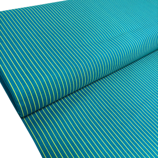 Tela Estampada de 100% Algodón 44" Rayas Finas, Turquesa - 1 yarda