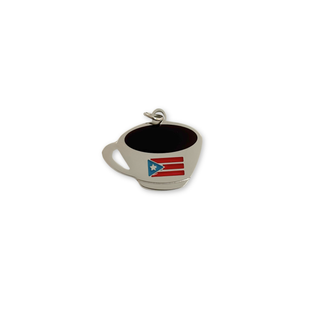Dije de Taza de Café con Bandera en Stainless Steel, 17mm - 1 pieza