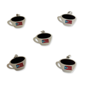 Dije de Taza de Café con Bandera en Stainless Steel, 17mm - 1 pieza