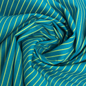 Tela Estampada de 100% Algodón 44" Rayas Finas, Turquesa - 1 yarda