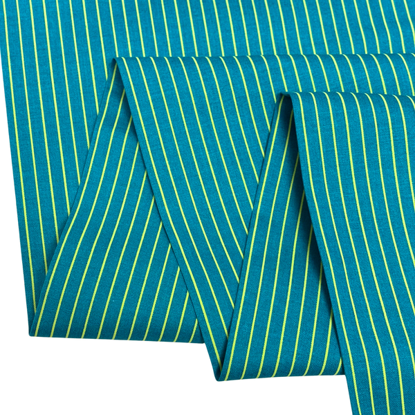 Tela Estampada de 100% Algodón 44" Rayas Finas, Turquesa - 1 yarda
