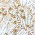 Tela Tulle de Encaje Bordada 60", Ivory / Perlas - 1 yarda