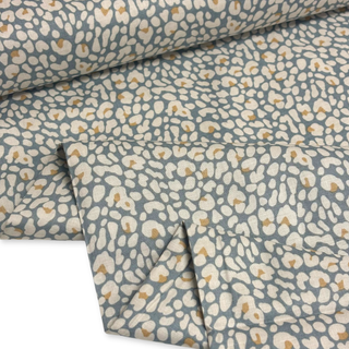 Tela Estampada de 100% Algodón 44/45" Leopardo, Azul - 1 yarda
