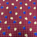 Tela Baby Twill 60" de Algodón Estampada con Cuadros y Fresas, Burdeos - 1 yarda